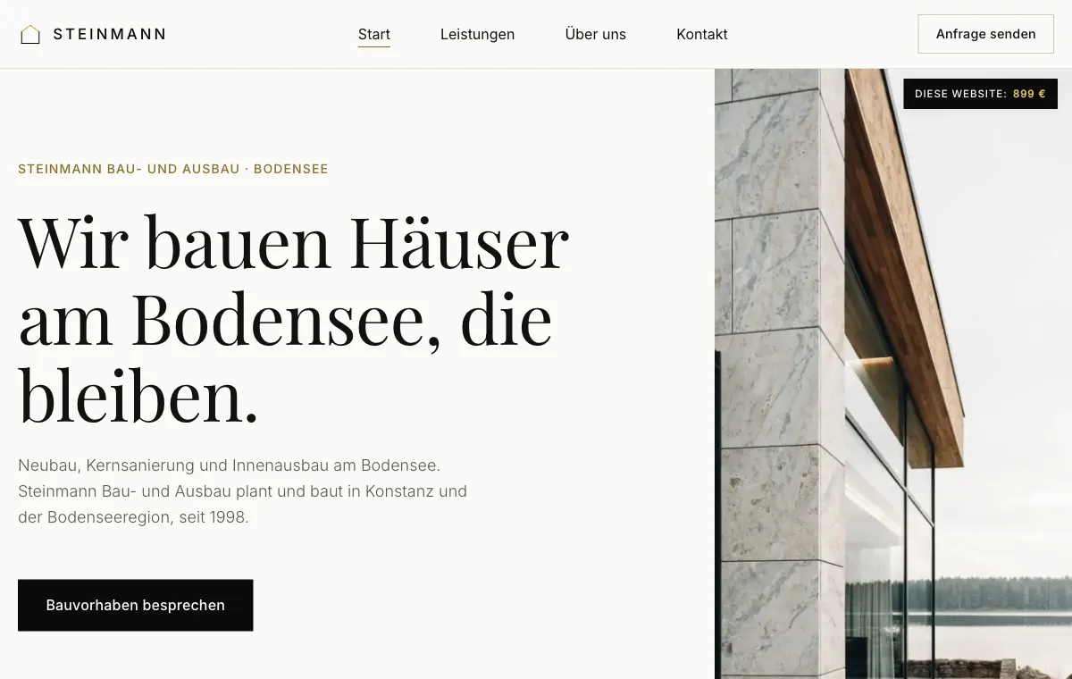 Vorschau der Bauunternehmen-Demo-Website
